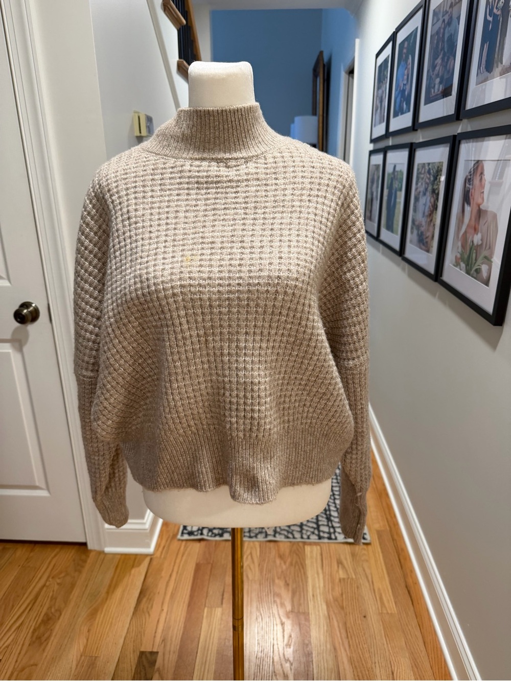 Windsor Cream Waffle-Knit Turtleneck Sweater